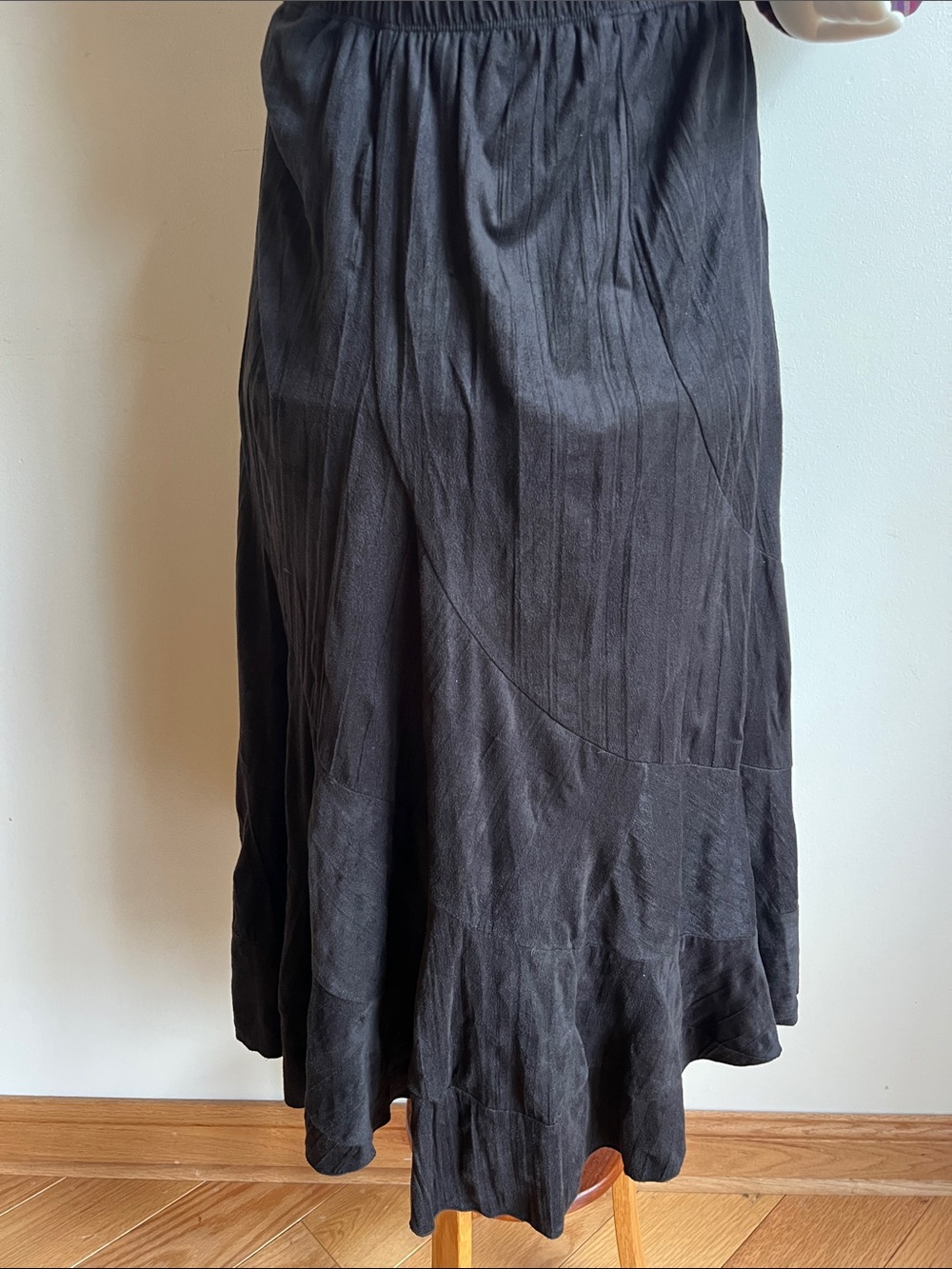 Christopher & Banks suede look Black swing Skirt with Subtle Paneling whimsygoth